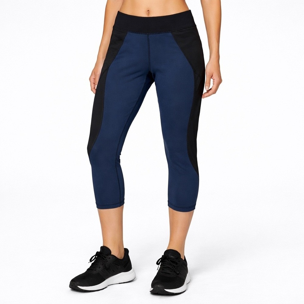 MICHI Navy Blue Black Athletic Leggings Womens Size XS 20 Inseam‎